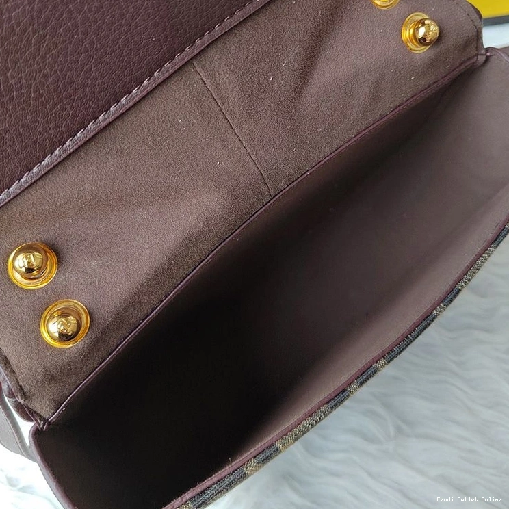 Affordable Medium Fendi C'mon Fabric Bag Motif FF In Brown 0716